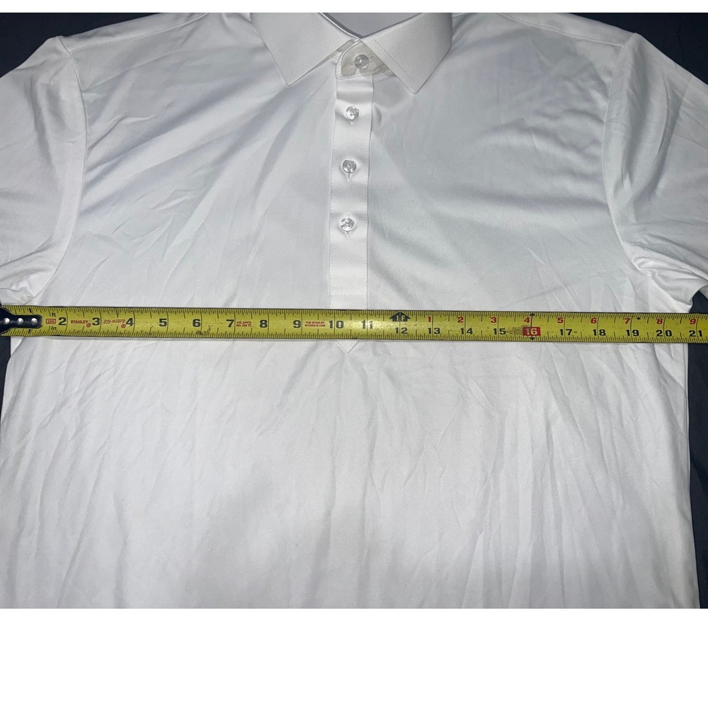 Collars & Co Mens White Short Sleeve Dress Collar Polo Shirt Large Business Golf - Picture 4 of 6